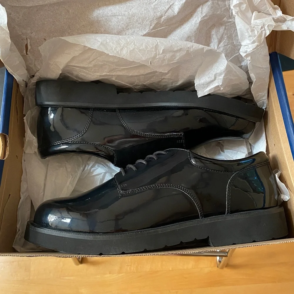 BATES Men's Black Gloss Service Uniform Duty Work Oxford Shoes